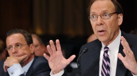 Sprint CEO Daniel Hesse (right) testifies against the proposed AT&T merger with T-Mobile USA last month at a Senate Judiciary Committee hearing as T-Mobile USA President and CEO Philipp Humm looks on.