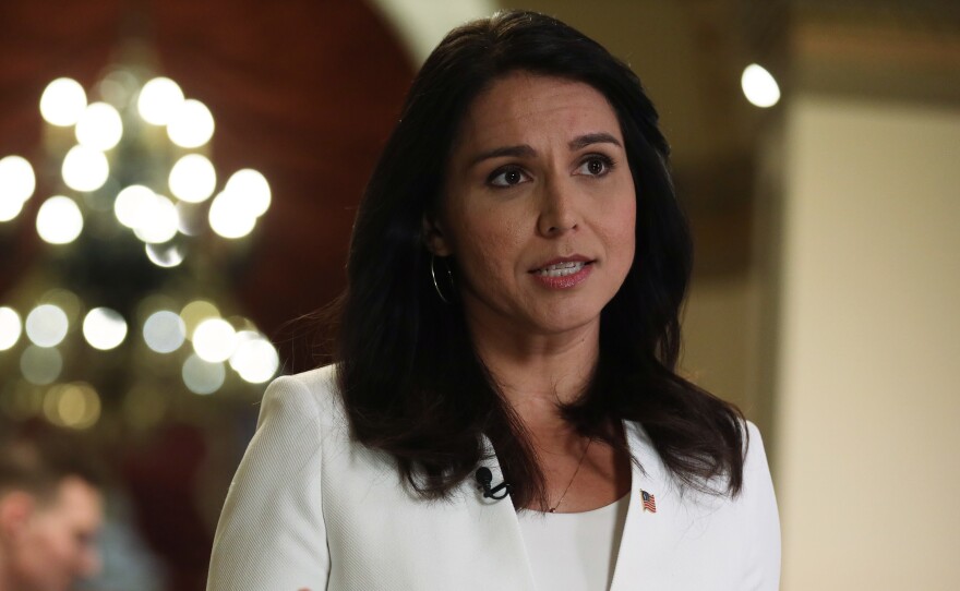 Rep. Tulsi Gabbard had staked her candidacy on an anti-war platform but faced criticism for past positions.