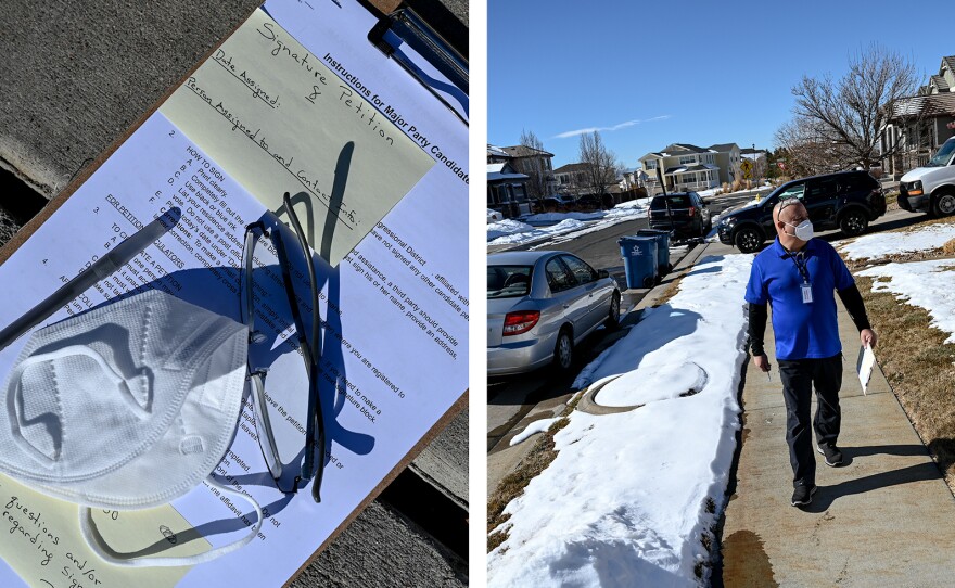 Tedesco canvasses his neighborhood on a Saturday.