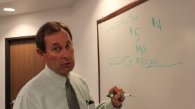 Imperial County Director of Behavioral Health Mike Horn illustrates the budget plan for the Resource Center. 