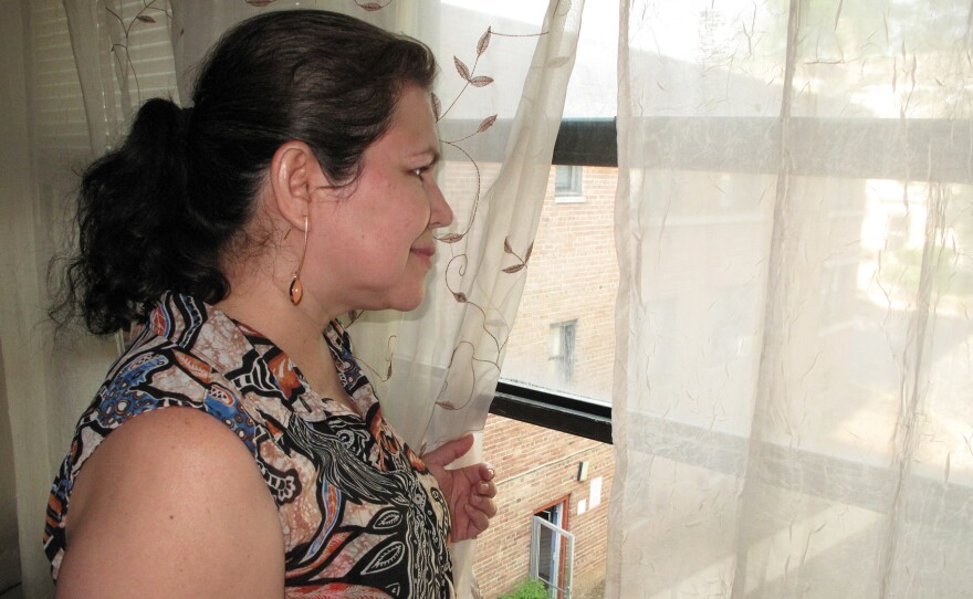 Marnobia Juarez came to the U.S. from Guatemala and lives in Maryland. She dreams of getting her green card, but increasingly worries that won't happen under Trump's policy. Juarez was diagnosed with breast cancer in 2014 and receives care through a state health program.