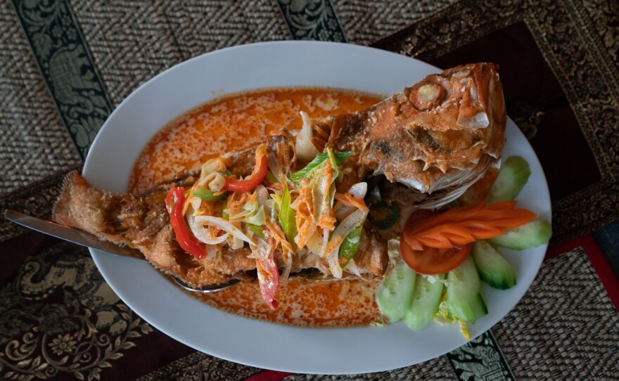 An Arctic redfish in Panang sauce.