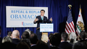 Republican presidential candidate, former Massachusetts Gov. Mitt Romney speaks during a campaign rally NuVasive, Inc. on March 26, 2012 in San Diego, California. 