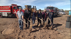 San Diego County Supervisor Dianne Jacob, third from left, was on hand to help fire and local officials break ground for the county-funded project.
