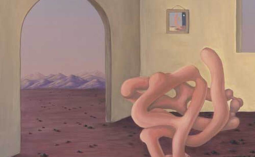 "Out There We Gather" by Jonny Alexander, acrylic and oil on birch panel, is part of a new exhibition at Good Faith Gallery.