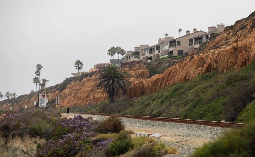 Houses along the bluffs in Del Mar on July 25, 2023.
