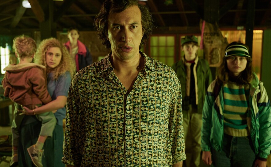 Greta Gerwig, May Nivola, Adam Driver, Samuel Nivola and Raffey Cassidy appear in Noah Baumbach's <em>White Noise. </em>