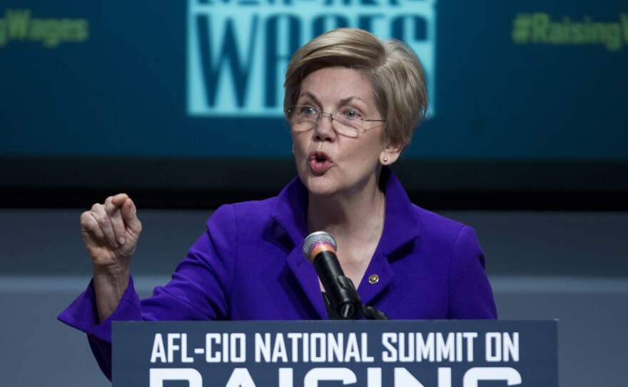 Sen. Elizabeth Warren, D-Mass. speaks about raising wages before the AFL-CIO National Summit in January.