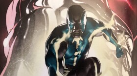 Cover art for John Jennings new Black superhero comic for Marvel, "Silver Surfer: Ghost Light."