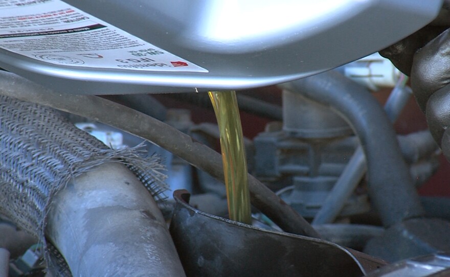 Routine oil change in a car at North Park Auto Repair in an undated photo.