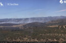 Smoke from the Church 2 Fire near Campo rises into the sky on Aug. 17, 2026.