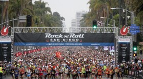 Runners start the 15th annual Rock 'n' Roll Marathon to benefit the Luekemia & Lymphoma Society on June 3, 2012 in San Diego, California.