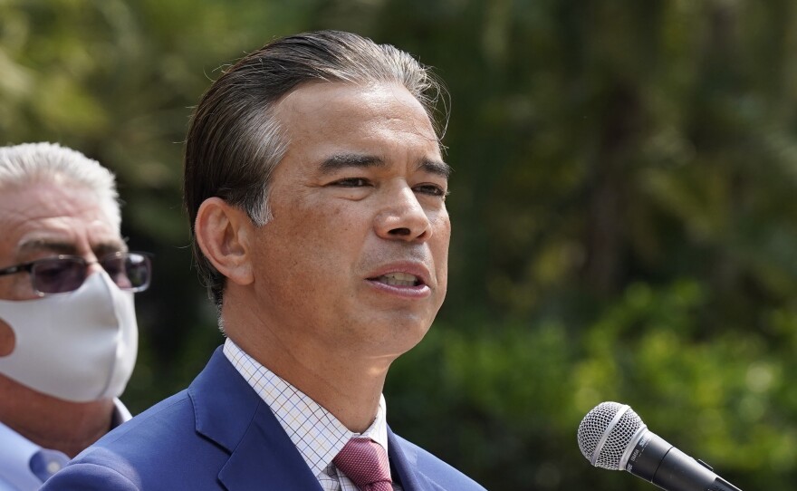 California Attorney General Rob Bonta speaks at a news conference on Aug. 17, 2021 in Sacramento, Calif.