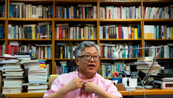 FILE - Pastor Ezra Jin Mingri speaks during an interview at the Zion Church in Beijing, China, Wednesday, Aug. 1, 2018.