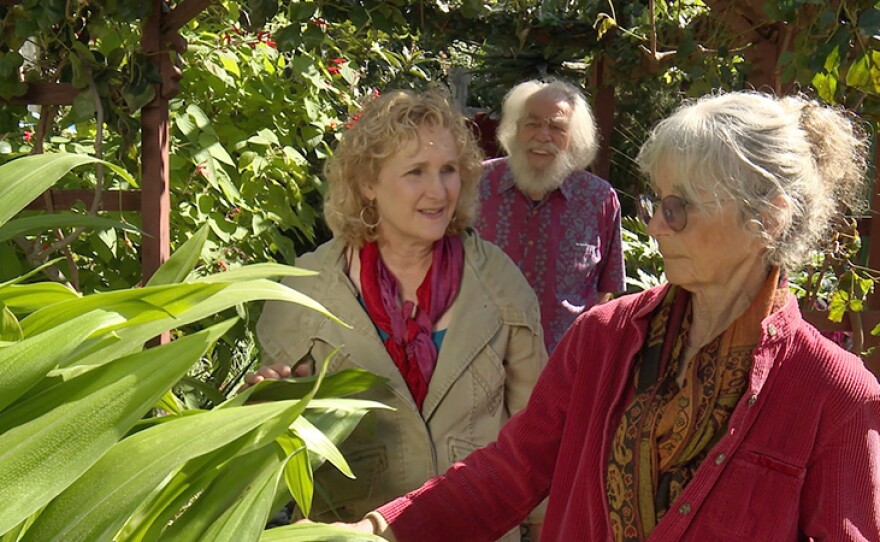 Host Nan Sterman explores the garden of sculptor Erik Gronborg and painter Irina Gronborg, Solana Beach, Calif.