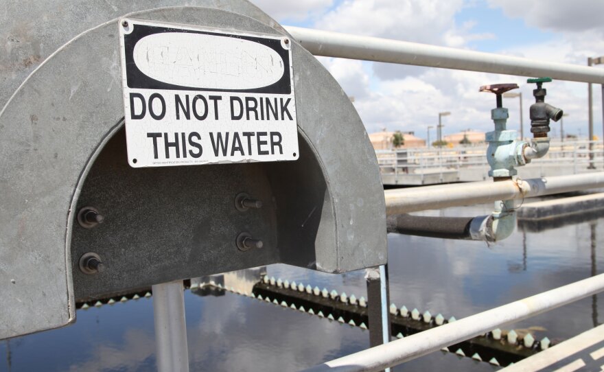 Water in the secondary clarifiers are ready to be taken to effluent ponds or direct farm users for feed crops. But this water can't be consumed by people until it goes to the next level -- tertiary treatment.