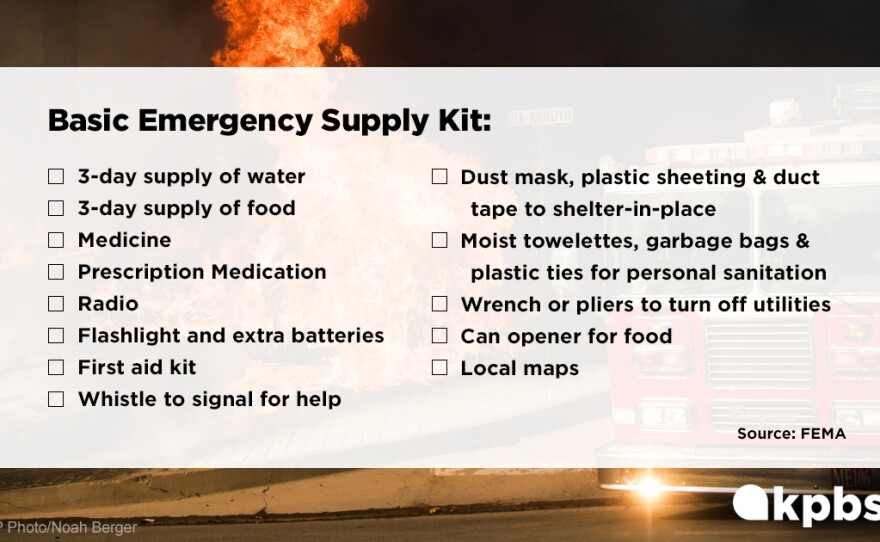 The FEMA emergency supply kit checklist is pictured in this undated graphic image. 

