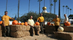 Self-Realization Fellowship monks, Brothers Noel, Wolfgang, Rodrigo, Gregory and Luca, are shown on fellowship grounds in Encinitas, October 2014.