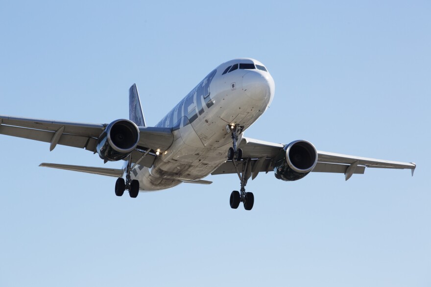 An airplane landing at San Diego International Airport, November, 18, 2016.