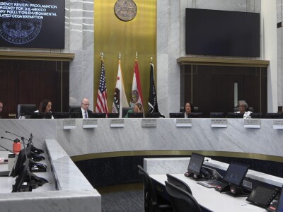 Members of the San Diego County Board of Supervisors sit in their seats during a meeting at the County Administration Center on July 22, 2025.