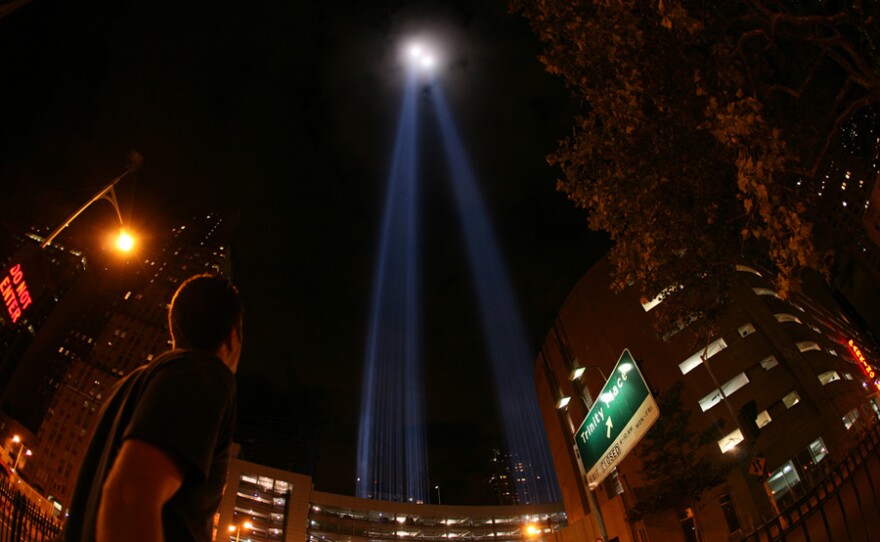 The Tribute in Light in lower Manhattan.