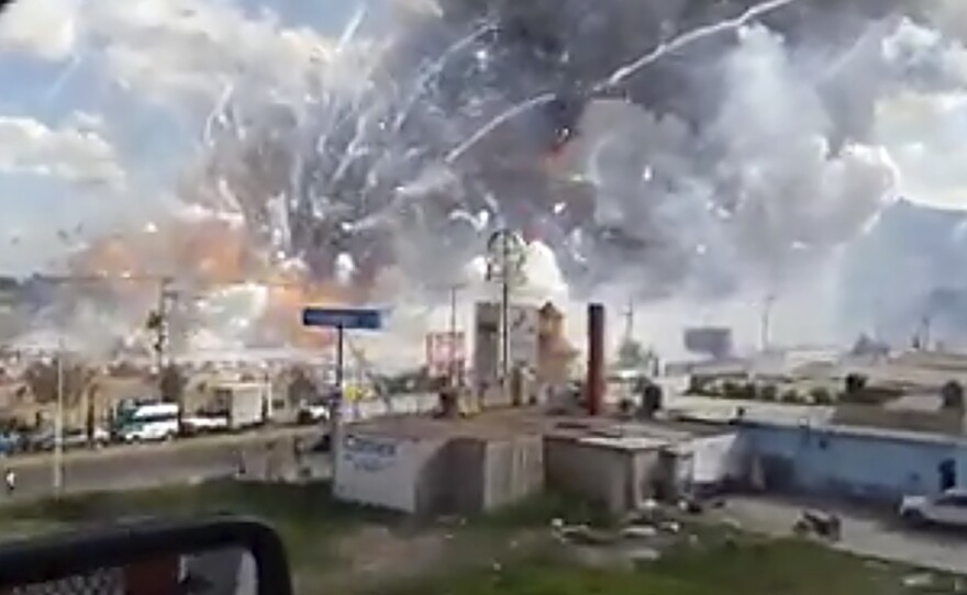 An explosion ripped through the San Pablito fireworks market in Tultepec, Mexico, on Tuesday.
