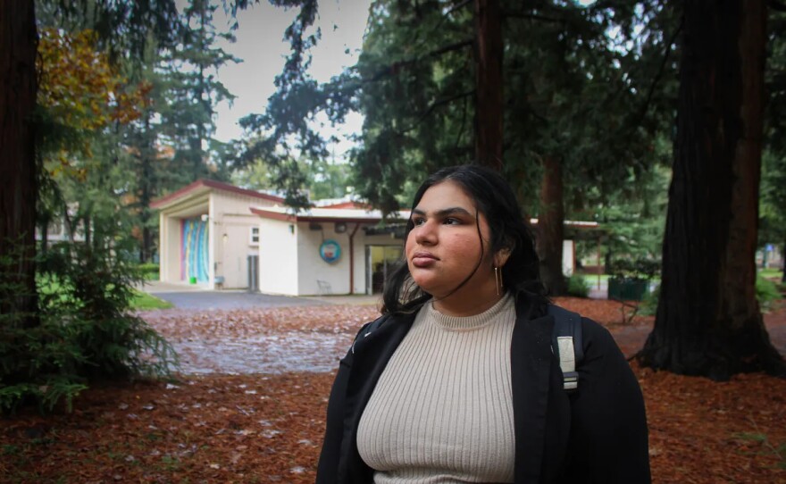 Namrata on the Sacramento State campus on Nov. 14, 2025. Namrata is an international student from India studying political science at Sacramento State. She uses the singular name Namrata as her legal name.