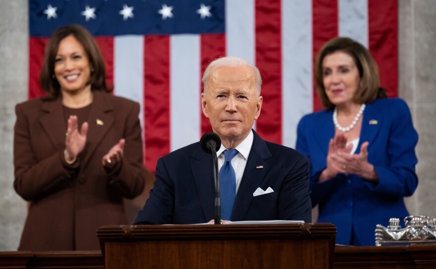 President Biden's approval ratings have risen since he delivered the State of the Union address Tuesday, according to a new NPR/<em>PBS NewsHour</em>/Marist poll.