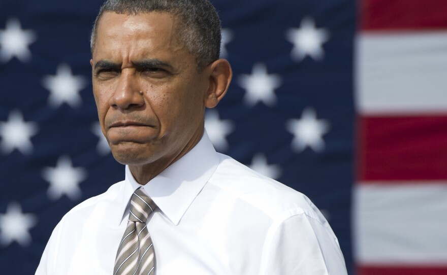 President Obama speaks about the government shutdown, the budget and the debt ceiling debate during a visit to M. Luis Construction in Rockville, Md., on Thursday.