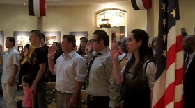 Citizenship ceremony at historic St. Louis courthouse.