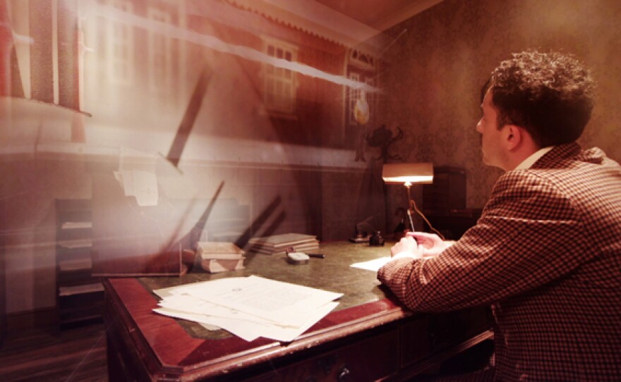 Einstein understanding light through speed and time.