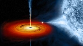 Cygnus X-1 is a black hole about 15 times the mass of the Sun in orbit with a massive blue companion star.
Astronomers used several telescopes to study Cygnus X-1.  The combined data have revealed the spin, mass, and distance of this black hole more precisely than ever before.