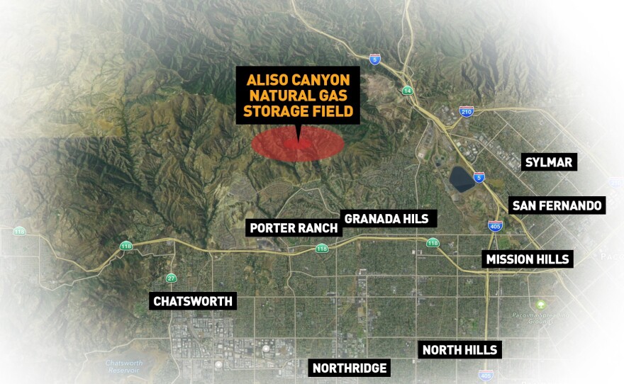 A map showing the Aliso Canyon natural gas storage field.