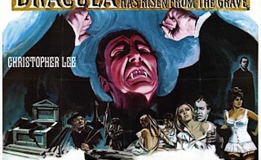 The British poster art for "Dracula Has Risen From the Grave" in all its lovely luridness.