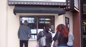 Theater-goers stand in line for tickets to the Latino Film Festival in San Diego, California.