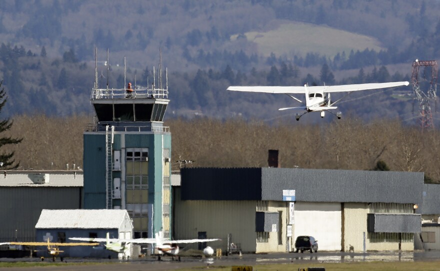 The control tower at Troutdale Airport in Troutdale, Ore., one of the towers slated for closure.