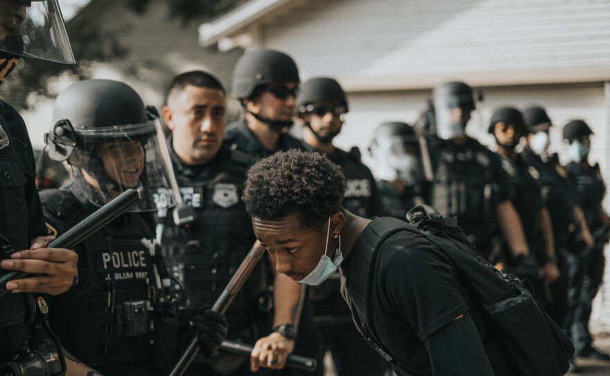 At a Houston protest, a young black man came up to the front lines and asked each officer if they felt any sympathy about what was going on. The responses they gave him were: none.