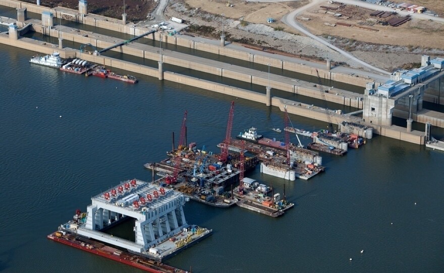 The Olmsted Locks and Dam project is under construction on the Ohio River between Illinois and Kentucky.