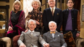 Clockwise L-R: Violet (Frances de la Tour), Penelope (Marcia Warren), Mason (Philip Voss), Ash (Iwan Rheon), Stuart (Derek Jacobi), Freddie (Ian McKellen). 