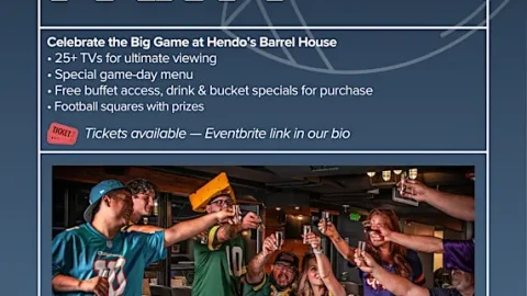 Hendo's Barrel House Big Game Watch Party for 2026 NFL Super Bowl 