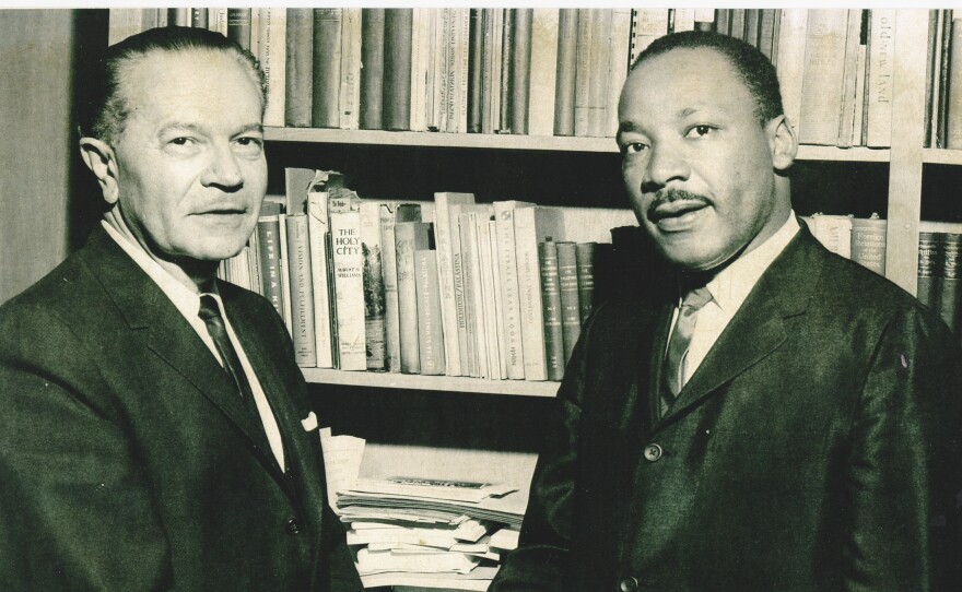 Rabbi Max Nussbaum, left, and Dr. Martin Luther King, Jr. in Los Angeles in Los Angeles.