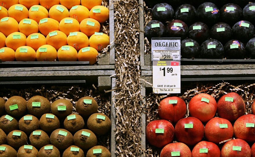 An assortment of organic vegetables are seen on display. A growing body of evidence documents how farming methods can influence the nutritional content of foods.