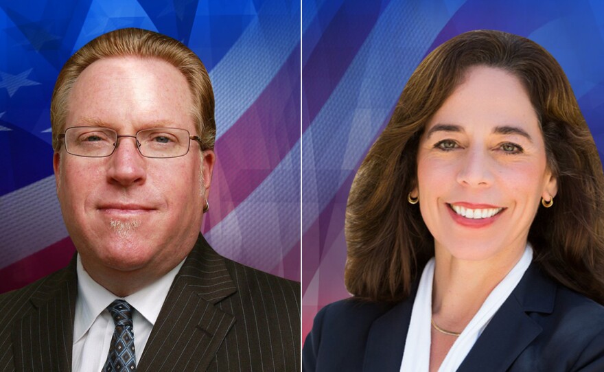 Shown above are San Diego city attorney candidates Cory Briggs and Mara Elliott. Elliott is the incumbent.