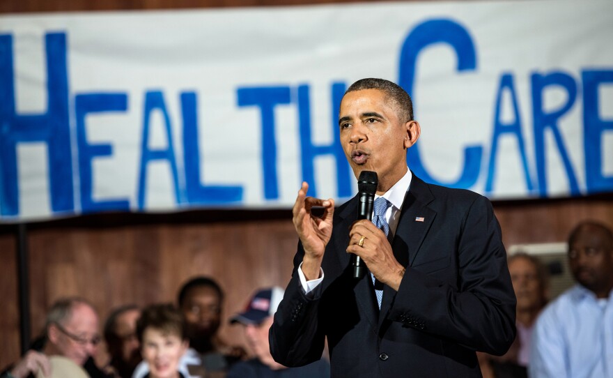 President Obama speaks in Dallas in 2013 about the technical problems that affected the initial rollout of the Affordable Care Act. Now, citing the law's success, he is urging Congress to expand the insurance offerings.