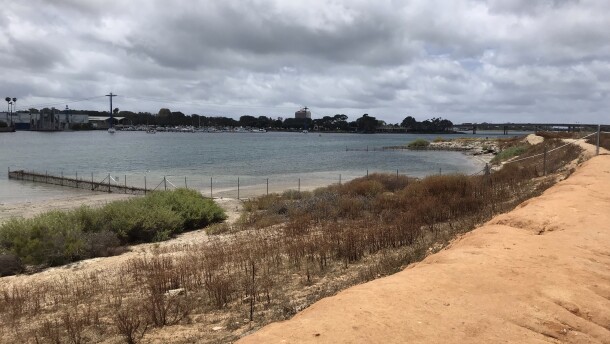 Boats moored in Mission Bay next to Fiesta Island, May 21, 2019. 


