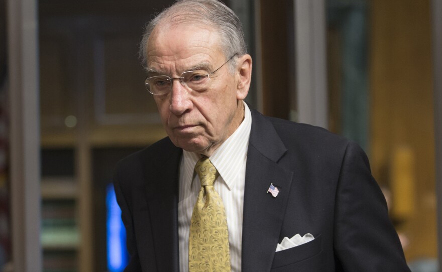 Sen. Chuck Grassley, R-Iowa, arrives for a committee hearing on Capitol Hill on Feb. 23.