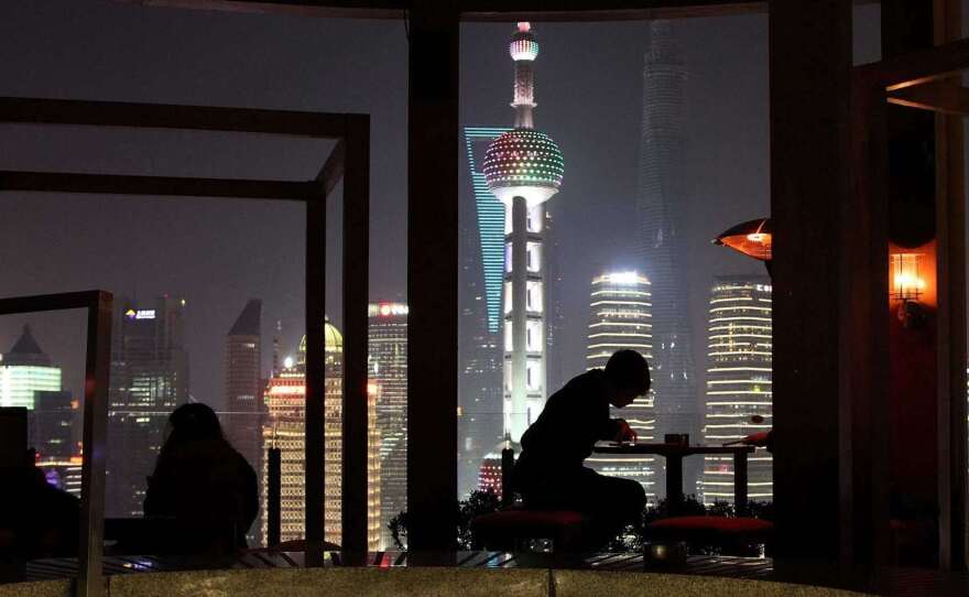 The Vue Bar at Shanghai's Hyatt hotel on the Bund is known for spectacular views and its outdoor hot tub.