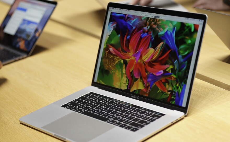 A MacBook laptop computer shown in 2016.