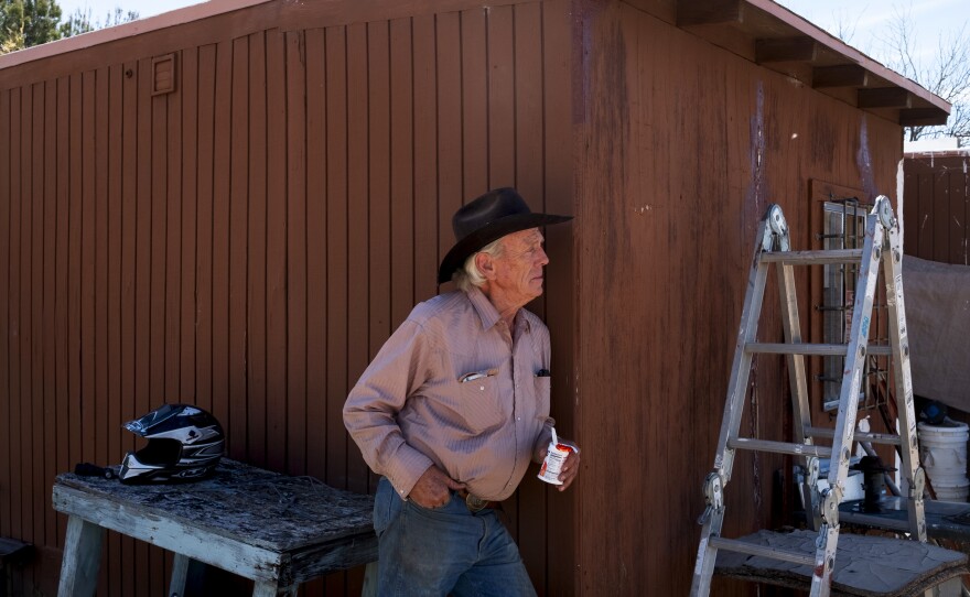 Joe Broadhurst is a regular customer at Caffe Aribac, a local morning hangout. "If it ever gets to politics, religion, or telephones, I leave the table," he says.