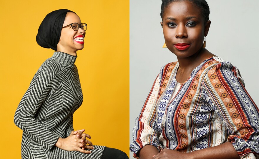 Makkah Ali (left) and Ikhlas Saleem created the podcast <em>Identity Politics</em>, on which they talk about their experiences as black women, as Muslims and as millennials in America.